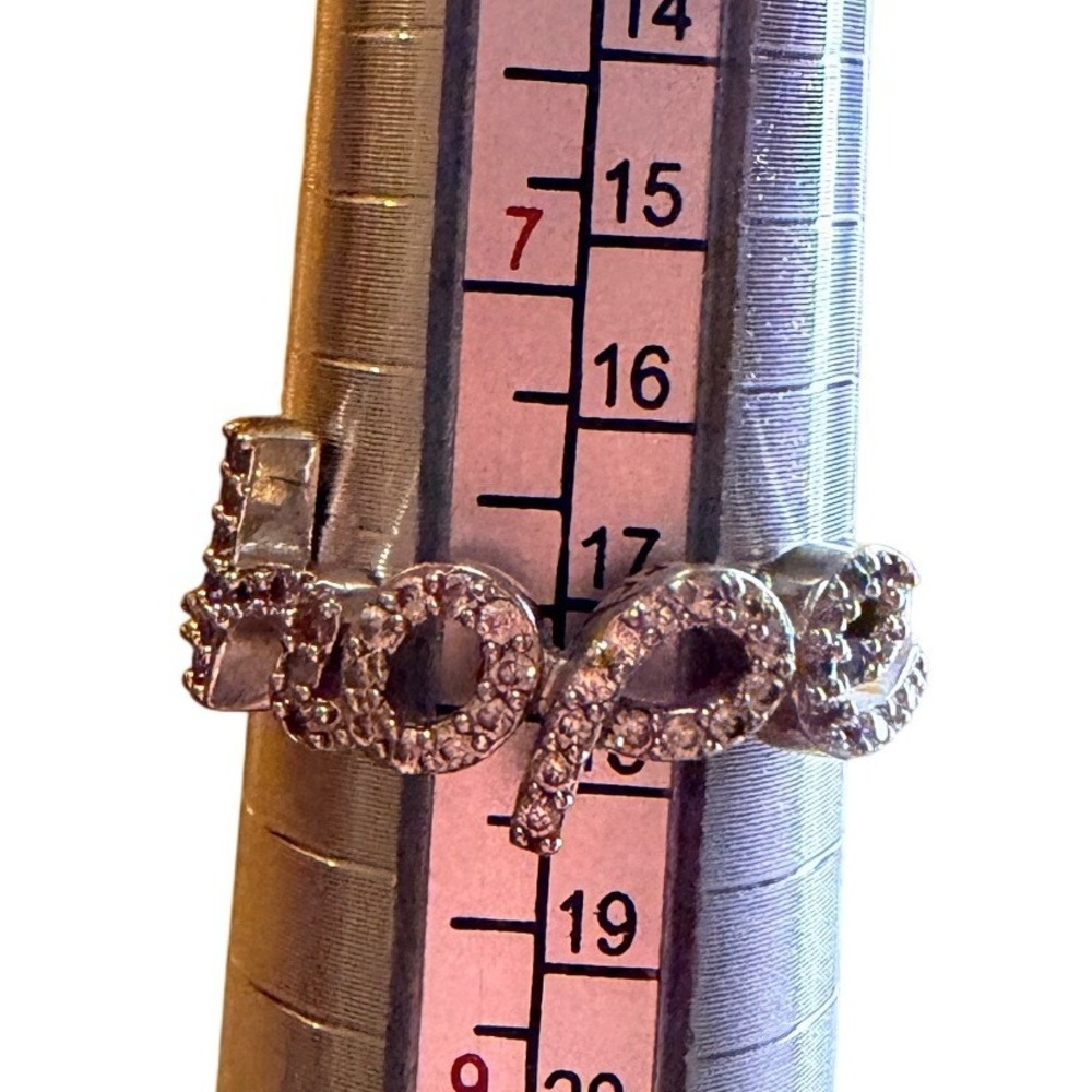 Dainty Hope Script Ring Sparkling Rhinestones Silver Tone  Ring Women SIZE 8